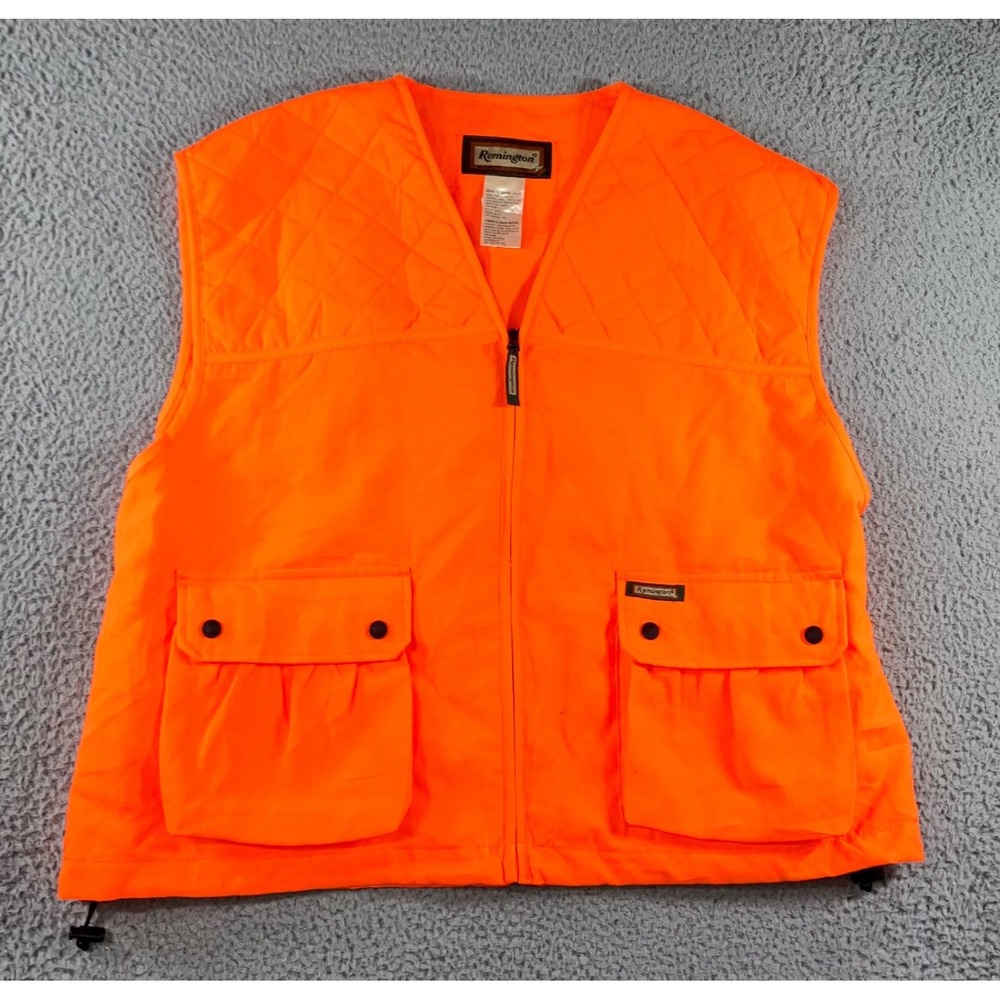 Remington Hunting Vest Men XL Blaze Orange Quilted Game‎ Bag Utility Outdoor